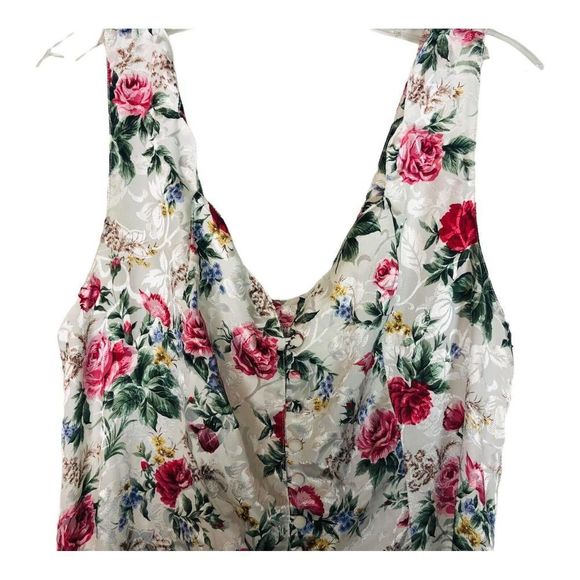 1079 vintage ivory floral satin slip dress sz xl - Picture 2 of 7